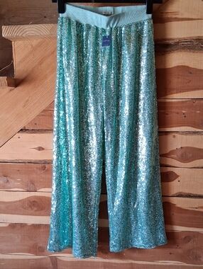 NWT Habitual Girl Auqa Sequin Pants Sz. 16